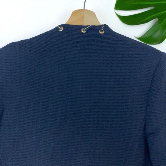 St. John Collection Textured Knit Blazer with Gold Grommet Detail - Picture 6 of 10